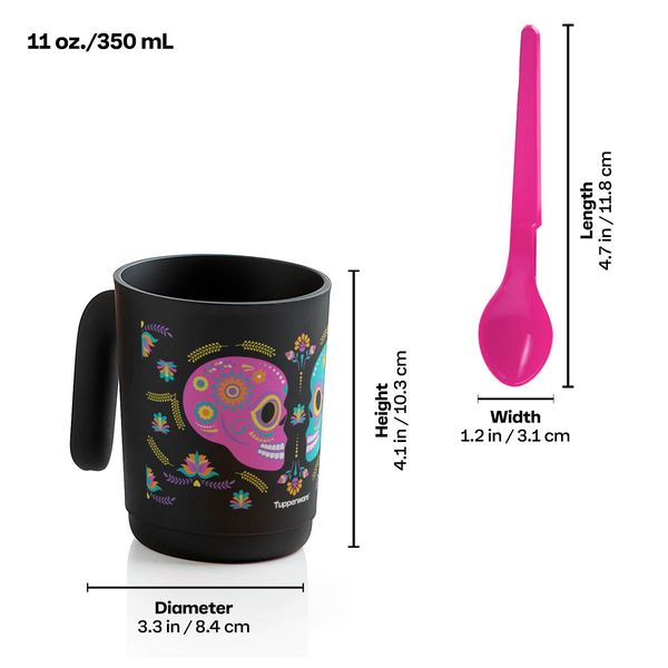 Tupperware® Dia De Los Muertos Mug Set with Hang-On Spoons | Set of 4 - Image 3
